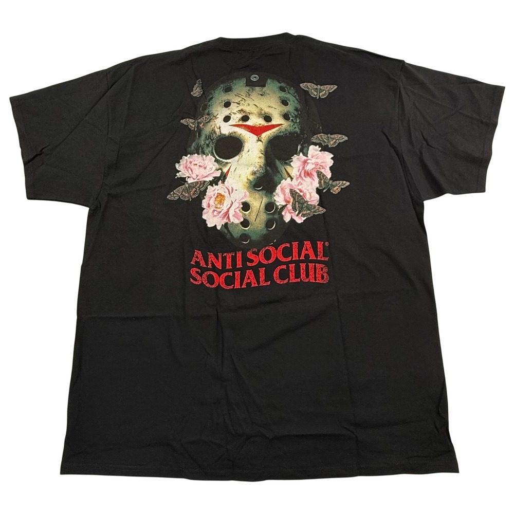Anti Social Social Club ASSC Jason Voorhees Floral Moth Black Tee Shirt 2XL NEW